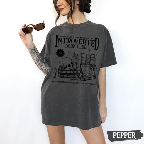Introverted Book Club Shirt, Anti Social Book Club T-Shirt, Book Lover Gifts, Bookworm Shirt,Bookish Shirt, Book Reader Gift, Book Reader