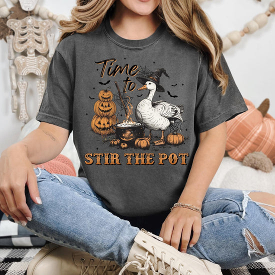 Time to Stir the Pot, Comfort Colors® Halloween T-Shirt, Retro Halloween Aesthetic, Vintage Halloween TShirt, Halloween Graphic Tee