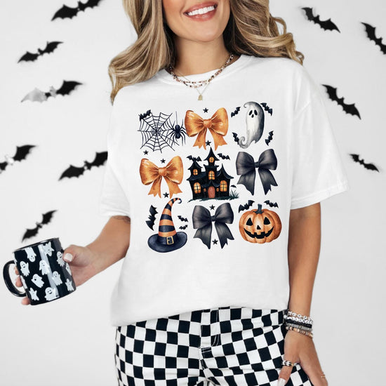 Comfort Colors Retro Halloween Shirt, Halloween Icons Collage Boho T-Shirt Halloween T-Shirt Thanksgiving T Shirt Oversized Trendy Fall Tee