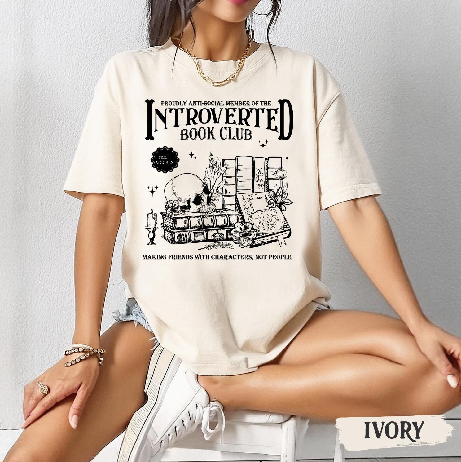 Introverted Book Club Shirt, Anti Social Book Club T-Shirt, Book Lover Gifts, Bookworm Shirt,Bookish Shirt, Book Reader Gift, Book Reader