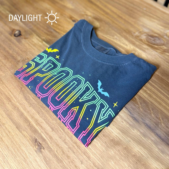 Spooky Neon Fluorescent Black Light Glow in the Dark Comfort Colors T-Shirt, Spooky T-Shirt, Glow in the Dark Halloween Shirt
