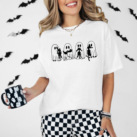 Halloween Black Cat & Ghost Comfort Colors Shirt, Halloween Ghost Tshirt, Halloween Cat Tee, Halloween Outfit, Halloween Gift