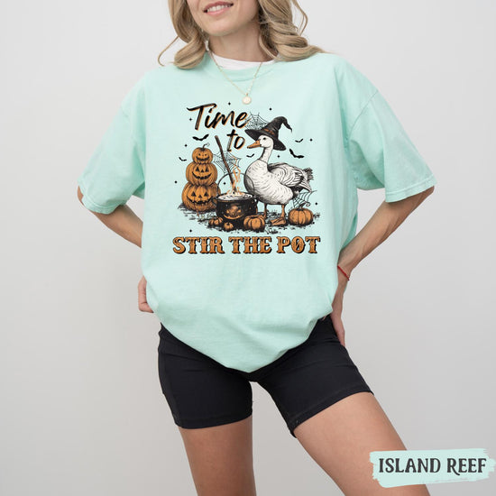 Time to Stir the Pot, Comfort Colors® Halloween T-Shirt, Retro Halloween Aesthetic, Vintage Halloween TShirt, Halloween Graphic Tee