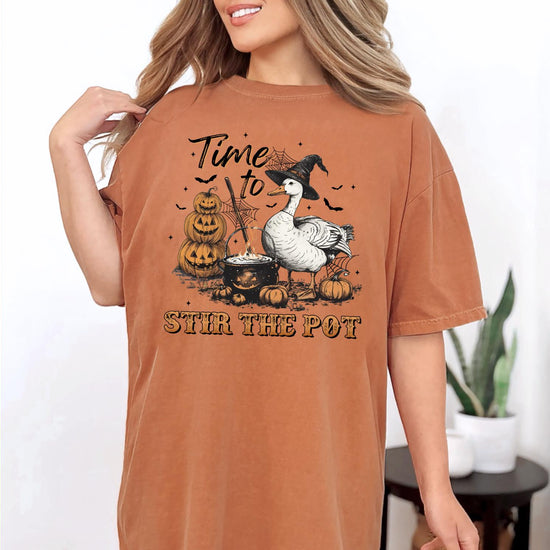 Time to Stir the Pot, Comfort Colors® Halloween T-Shirt, Retro Halloween Aesthetic, Vintage Halloween TShirt, Halloween Graphic Tee