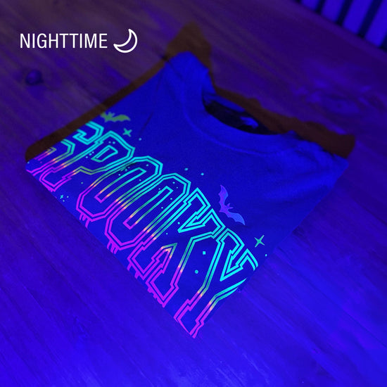 Spooky Neon Fluorescent Black Light Glow in the Dark Comfort Colors T-Shirt, Spooky T-Shirt, Glow in the Dark Halloween Shirt