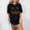 Checkered Pumpkin Face Comfort Colors Halloween T-Shirt, Checkered Halloween Tee, Pumpkin Face Halloween Graphic Shirt