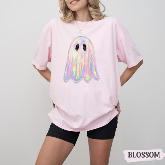 Cute Pastel Ghost Comfort Colors Halloween T-Shirt, Cute Halloween Tee, Pastel Halloween Graphic Shirt, Spooky Halloween