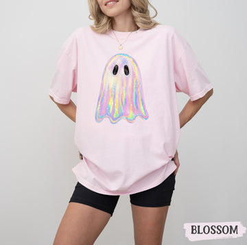 Cute Pastel Ghost Comfort Colors Halloween T-Shirt, Cute Halloween Tee, Pastel Halloween Graphic Shirt, Spooky Halloween