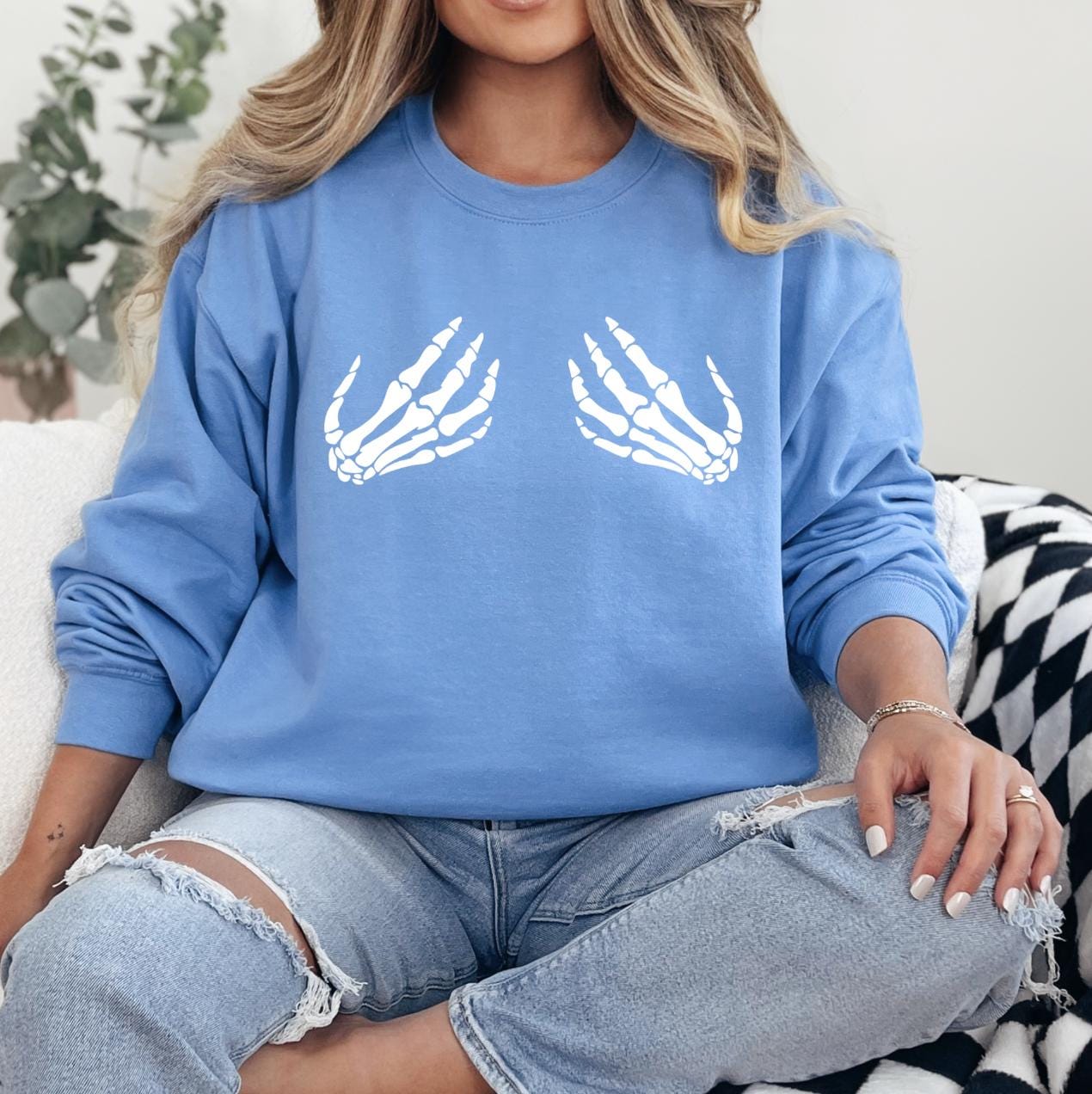 Skeleton Hands Sweatshirt – Fall Unisex Shirt, Autumn Aesthetic Top, Thanksgiving Outfit