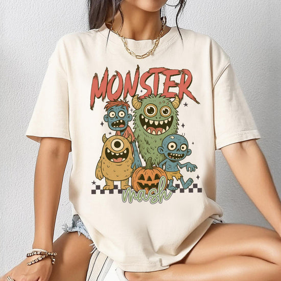 Monster Mash Comfort Colors Shirt, Halloween Monsters Tshirt, Spooky Season Tee, Halloween Cute Women Outfit, Halloween Gift