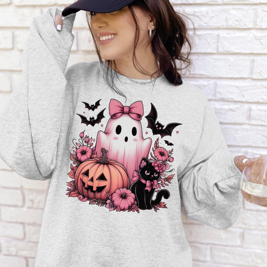 Pink Halloween Comfort Colors Shirt, Halloween Sweatshirt or Tshirt, Pink Halloween Tee, Halloween Cute Women Outfit, Halloween Gift