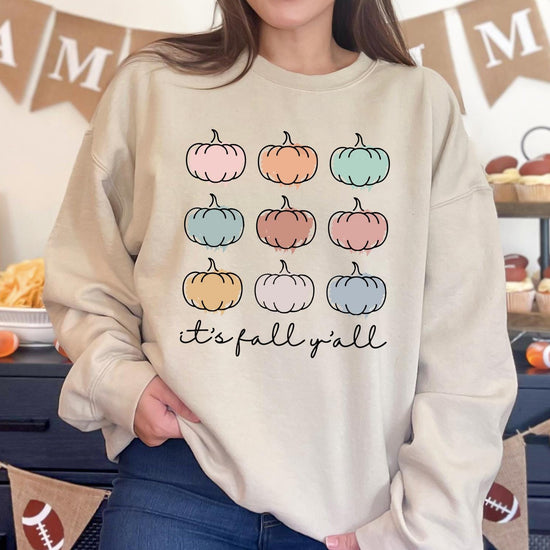 Cozy It's Fall Yall Sweatshirt T-Shirt, Halloween Sweatshirt or Tshirt, Pink Halloween, Trendy Halloween Outfit, Halloween Graphic Tee