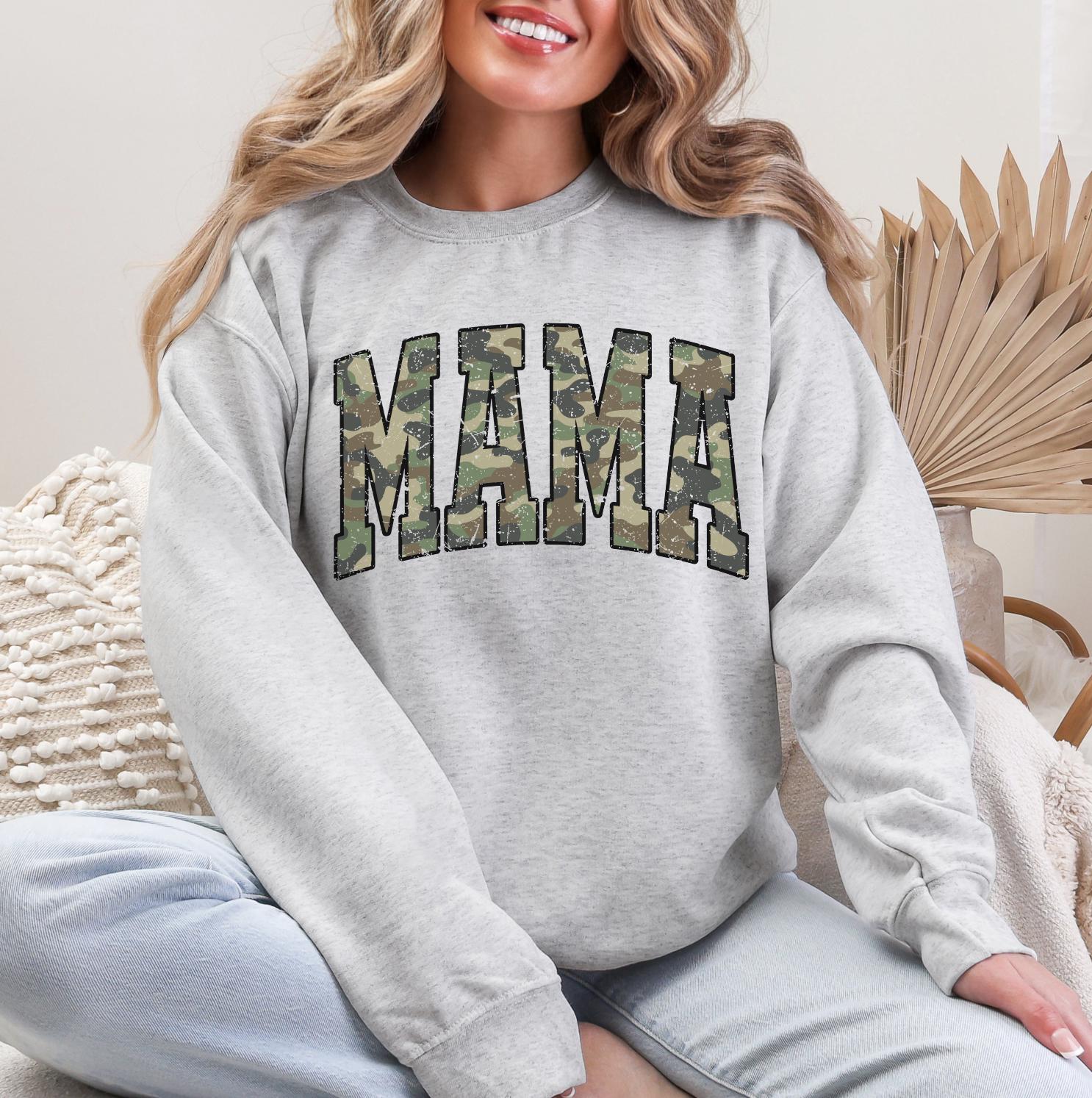 Camo Mama Sweatshirt, Camouflage Mom T-Shirt or Sweater, Gift For Mom, Mama Sweatshirt, Camo Mama Sweater, Mothers Day Gift
