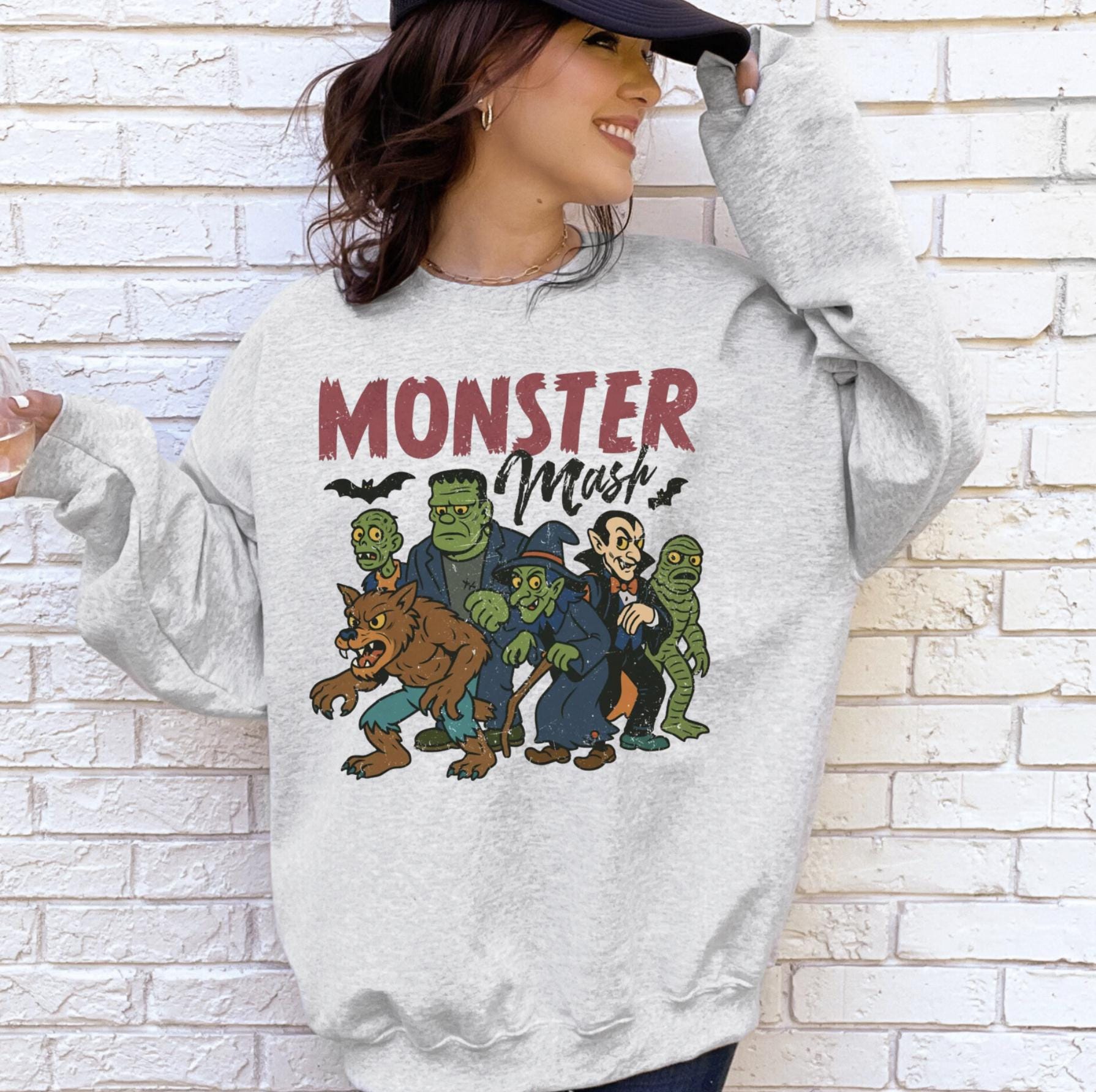 Retro Halloween Comfort Colors sweatshirt, Monster Mash sweater, Vintage Ghost Halloween sweater, Monster sweatshirt, Retro sweatshirt