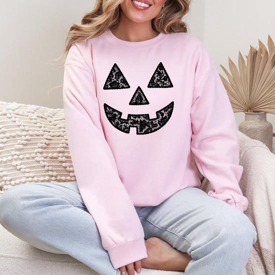 Lace Pumpkin Sweatshirt or T-Shirt – Fall Unisex Shirt, Autumn Aesthetic Top, Thanksgiving Outfit