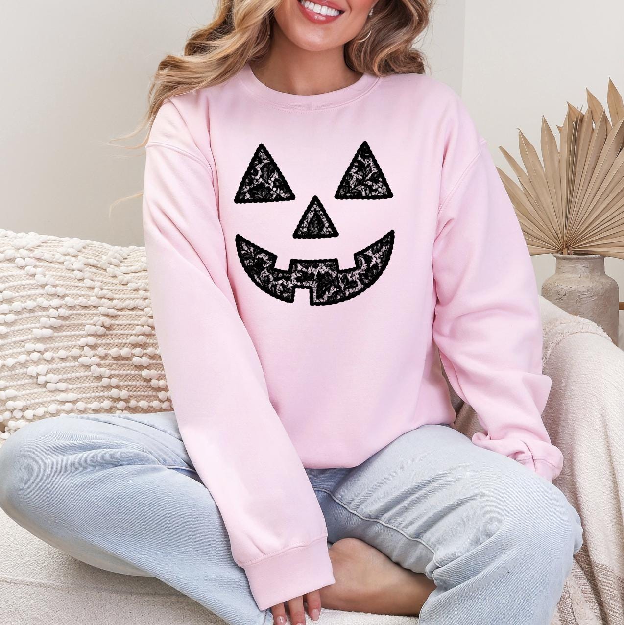 Lace Pumpkin Sweatshirt or T-Shirt – Fall Unisex Shirt, Autumn Aesthetic Top, Thanksgiving Outfit