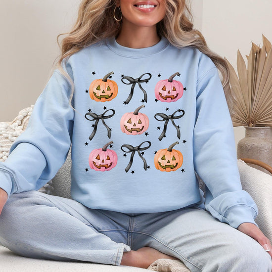 Pumpkin Bows Collage Fall Shirt or Sweatshirt For Halloween Lovers, Trendy Spooky Shirt Gift Tee, Fall Season Halloween Shirt
