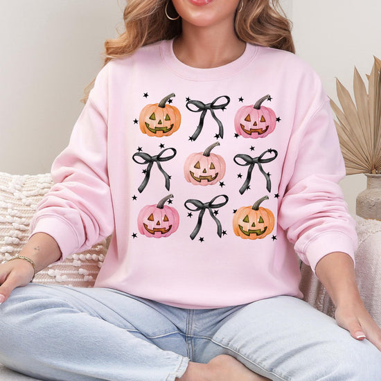 Pumpkin Bows Collage Fall Shirt or Sweatshirt For Halloween Lovers, Trendy Spooky Shirt Gift Tee, Fall Season Halloween Shirt