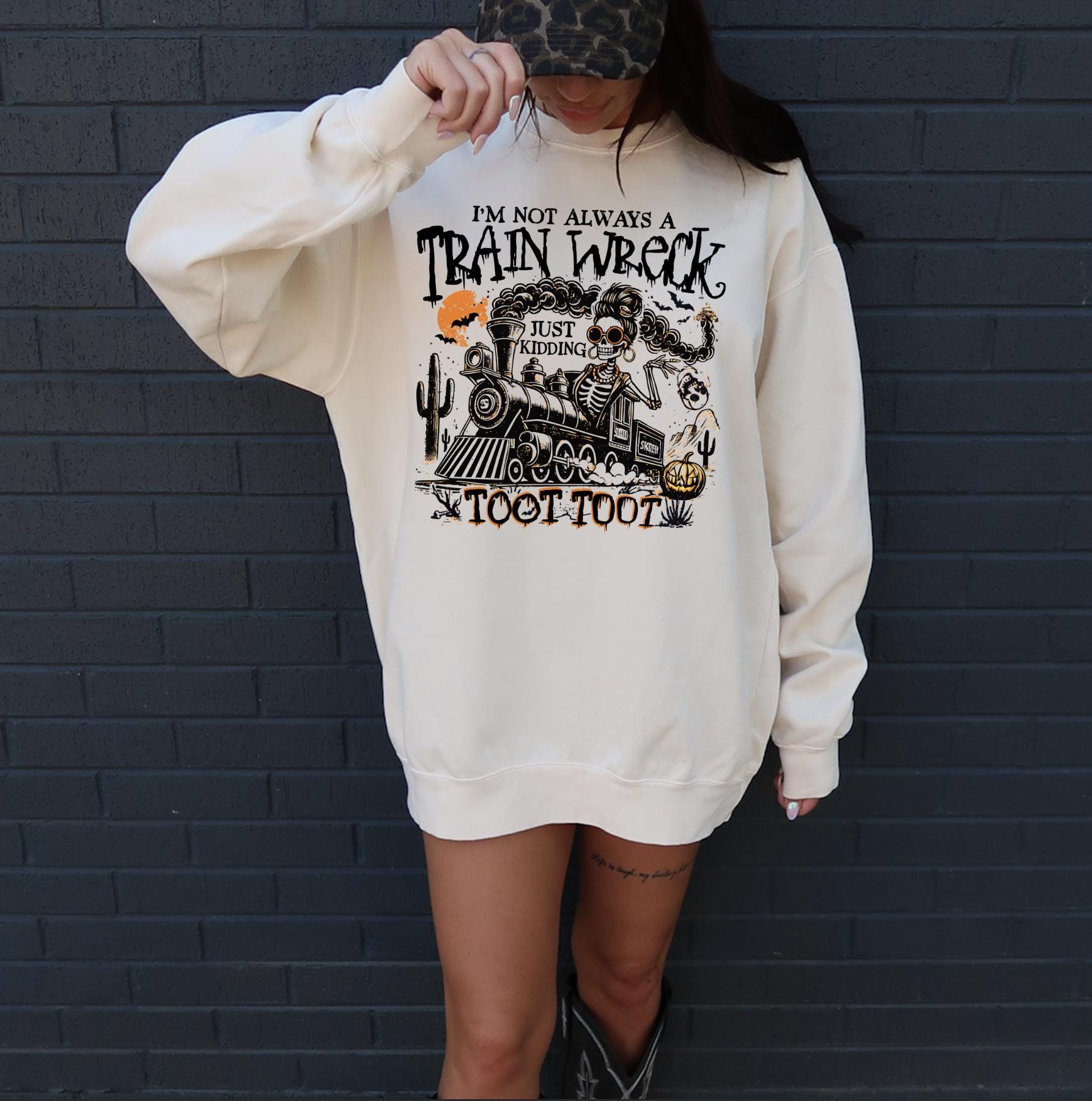 Halloween Train Wreck Fall Shirt or Sweatshirt For Halloween Lovers, Trendy Spooky Shirt Gift Tee, Fall Season Halloween Shirt