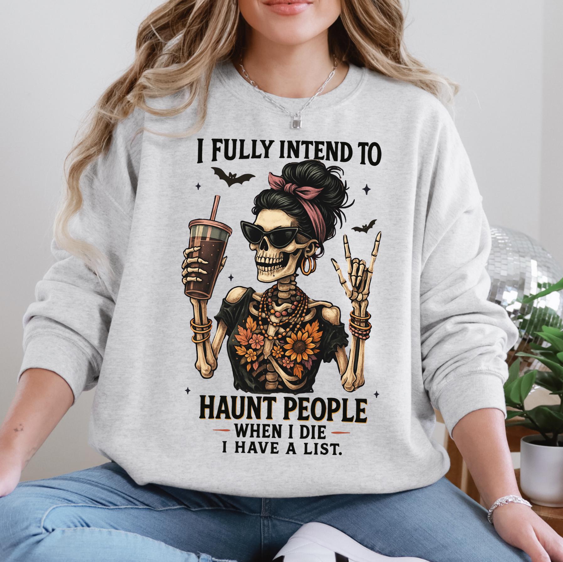 Halloween Haunt People DTG Printed Shirt or Sweatshirt For Halloween Lovers, Trendy Spooky Shirt Gift Tee, Fall Season Halloween Shirt