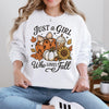 Fall Halloween DTG Printed Shirt or Sweatshirt For Halloween Lovers, Just a Girl Who Loves Fall Season Halloween Shirt