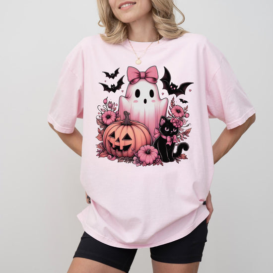 Pink Halloween Comfort Colors Shirt, Halloween Sweatshirt or Tshirt, Pink Halloween Tee, Halloween Cute Women Outfit, Halloween Gift