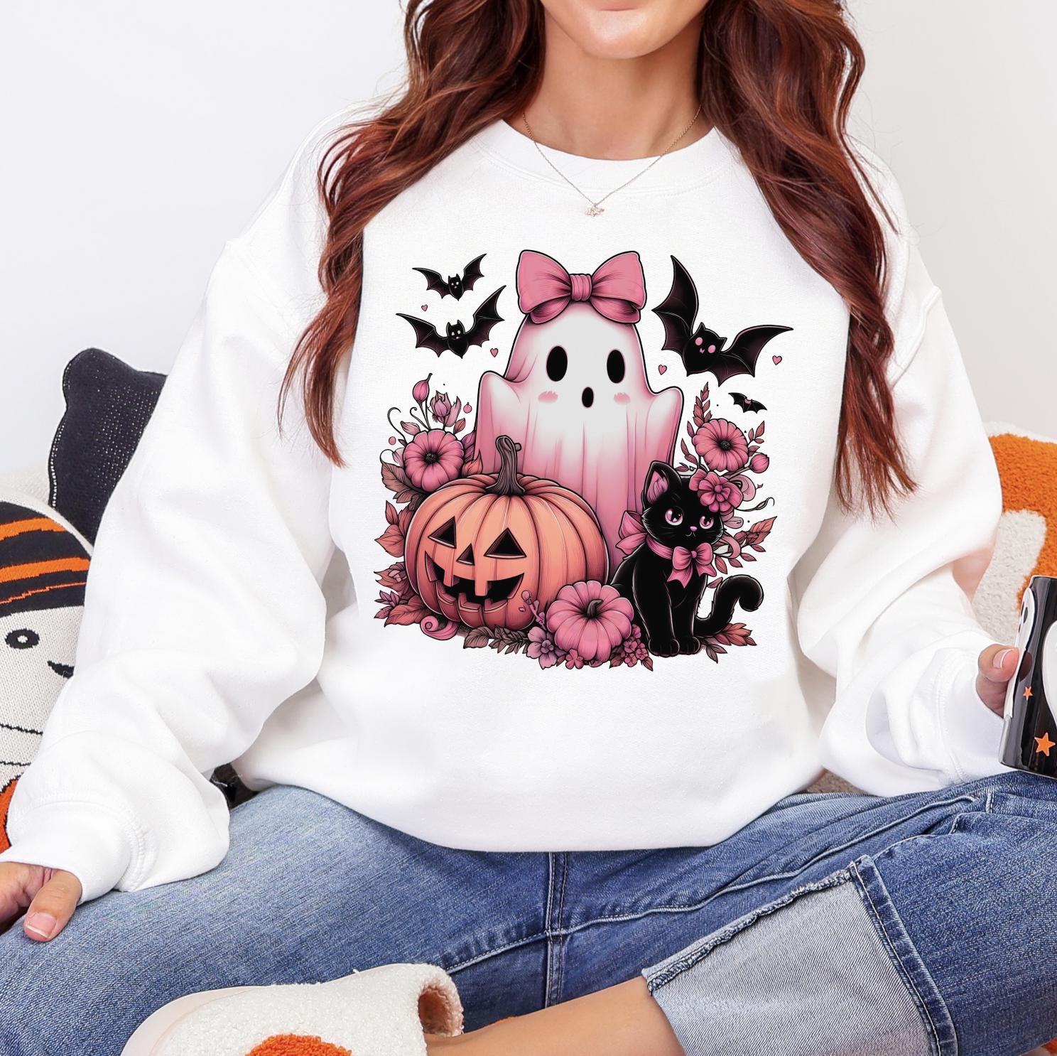 Pink Halloween Comfort Colors Shirt, Halloween Sweatshirt or Tshirt, Pink Halloween Tee, Halloween Cute Women Outfit, Halloween Gift