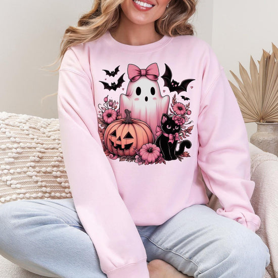 Pink Halloween Comfort Colors Shirt, Halloween Sweatshirt or Tshirt, Pink Halloween Tee, Halloween Cute Women Outfit, Halloween Gift