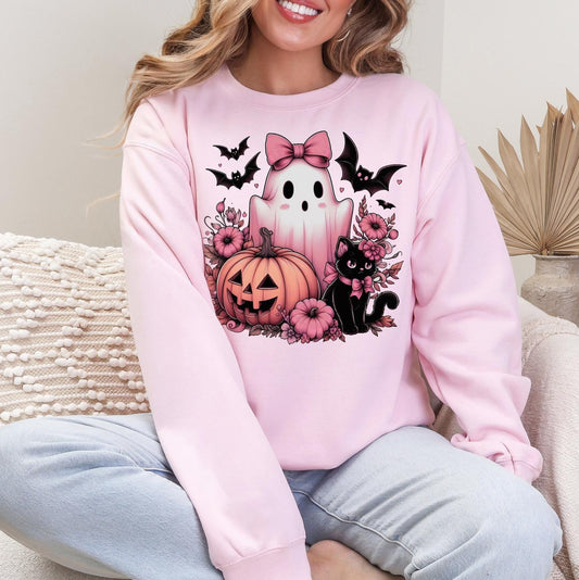 Pink Halloween Comfort Colors Shirt, Halloween Sweatshirt or Tshirt, Pink Halloween Tee, Halloween Cute Women Outfit, Halloween Gift