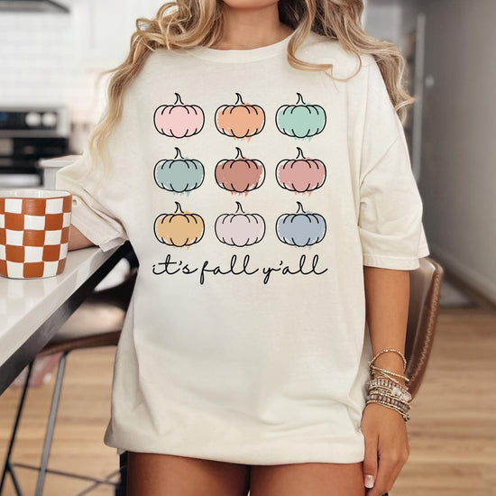 Cozy It's Fall Yall Sweatshirt T-Shirt, Halloween Sweatshirt or Tshirt, Pink Halloween, Trendy Halloween Outfit, Halloween Graphic Tee