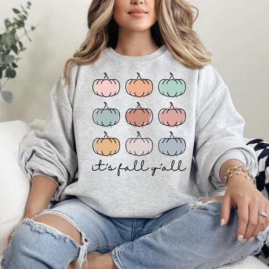Cozy It's Fall Yall Sweatshirt T-Shirt, Halloween Sweatshirt or Tshirt, Pink Halloween, Trendy Halloween Outfit, Halloween Graphic Tee
