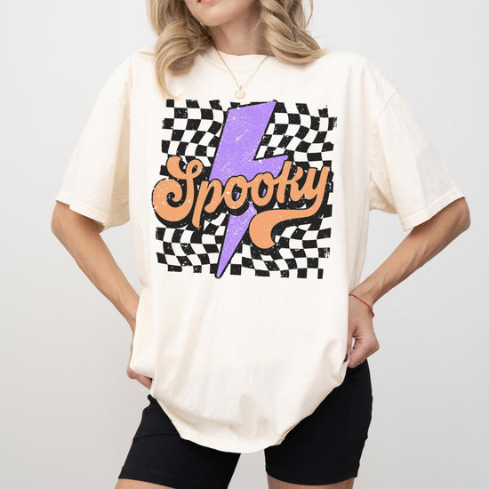 Spooky Checkered Shirt or Sweatshirt For Halloween Lovers, Cute Spooky Shirt Gift For Her, Spooky Checkered Halloween Shirt