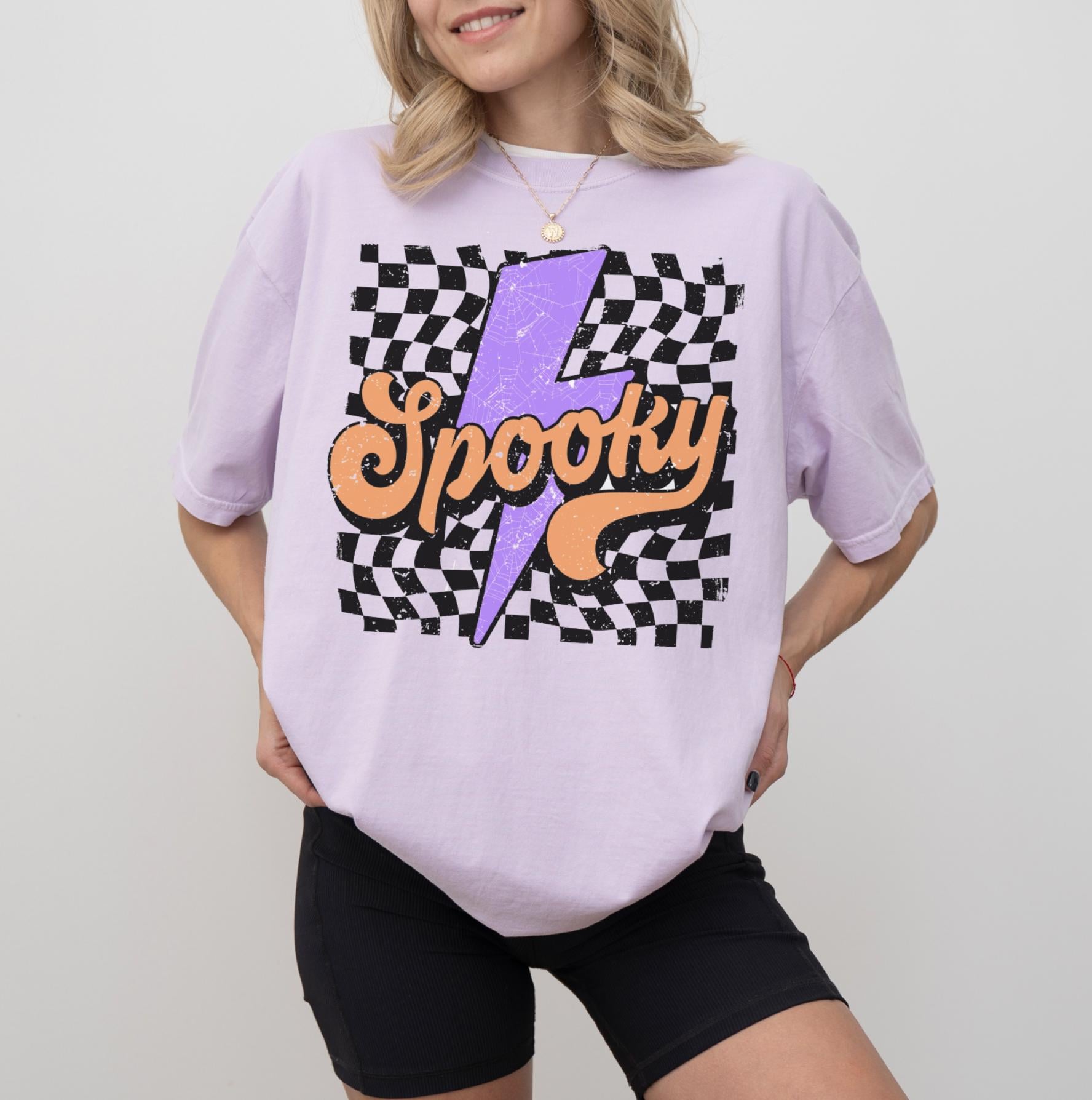 Spooky Checkered Shirt or Sweatshirt For Halloween Lovers, Cute Spooky Shirt Gift For Her, Spooky Checkered Halloween Shirt