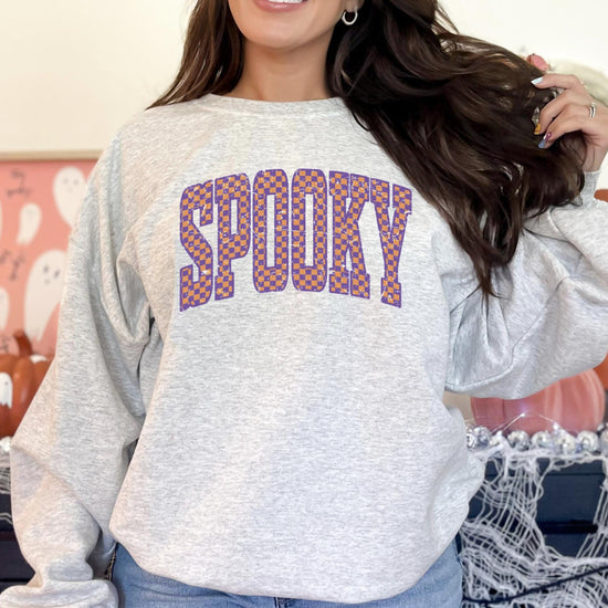 Spooky Checkered Shirt or Sweatshirt For Halloween Lovers, Cute Spooky Shirt Gift For Her, Spooky Checkered Halloween Shirt