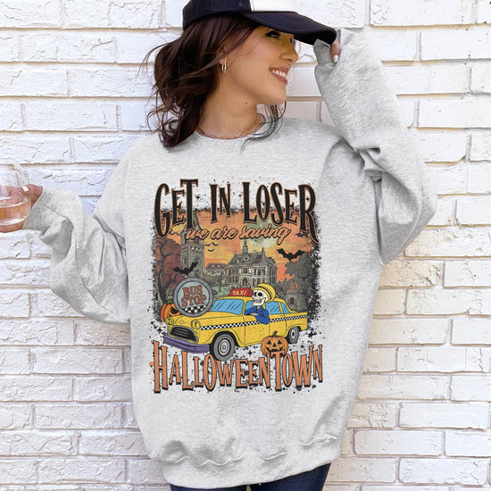 Get in Loser Halloween-town Sweatshirt For Halloween Lovers, Trendy Spooky Shirt Gift Tee, Spooky Season Halloween Shirt