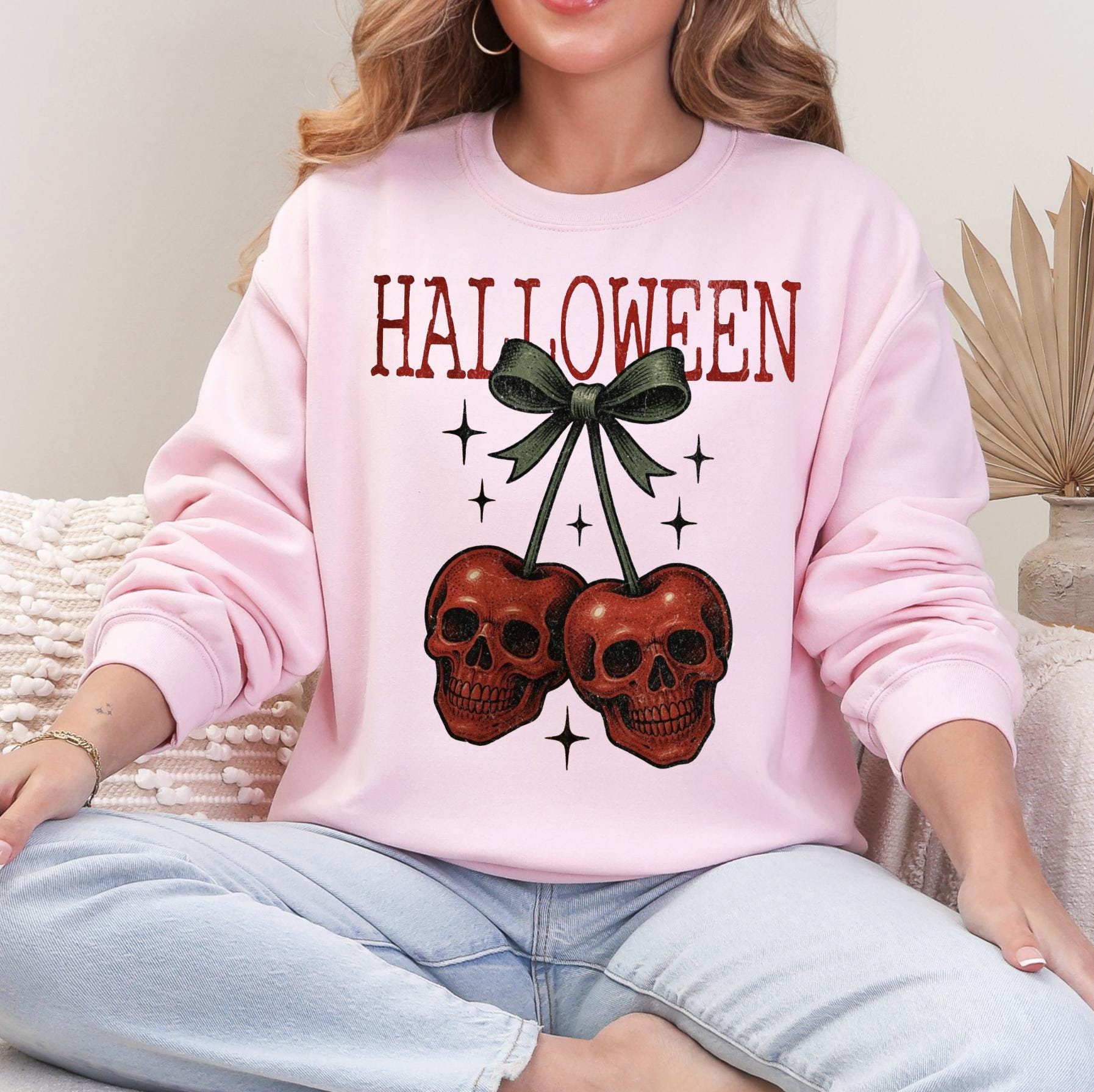 Halloween Skeleton Cherries Shirt or Sweatshirt For Halloween Lovers, Trendy Spooky Shirt Gift Tee, Skull Cherries Halloween Shirt