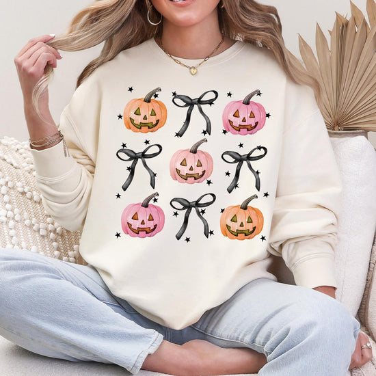 Pumpkin Bows Collage Fall Shirt or Sweatshirt For Halloween Lovers, Trendy Spooky Shirt Gift Tee, Fall Season Halloween Shirt