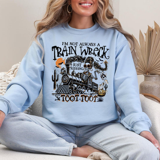 Halloween Train Wreck Fall Shirt or Sweatshirt For Halloween Lovers, Trendy Spooky Shirt Gift Tee, Fall Season Halloween Shirt