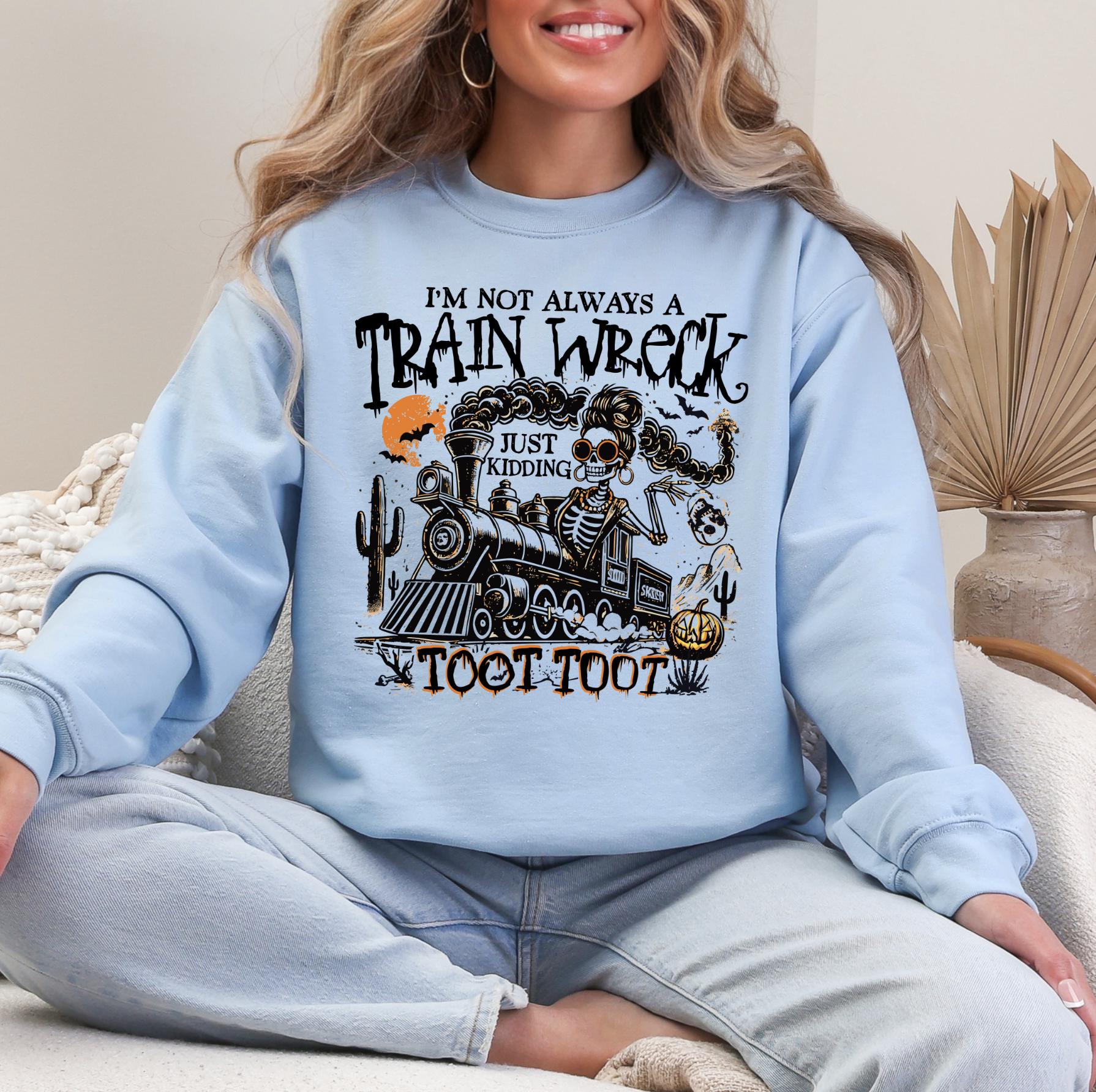 Halloween Train Wreck Fall Shirt or Sweatshirt For Halloween Lovers, Trendy Spooky Shirt Gift Tee, Fall Season Halloween Shirt