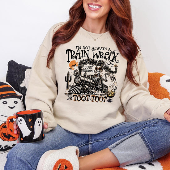 Halloween Train Wreck Fall Shirt or Sweatshirt For Halloween Lovers, Trendy Spooky Shirt Gift Tee, Fall Season Halloween Shirt