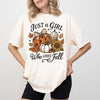 Fall Halloween DTG Printed Shirt or Sweatshirt For Halloween Lovers, Just a Girl Who Loves Fall Season Halloween Shirt