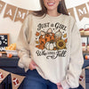 Fall Halloween DTG Printed Shirt or Sweatshirt For Halloween Lovers, Just a Girl Who Loves Fall Season Halloween Shirt