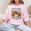 Fall Halloween DTG Printed Shirt or Sweatshirt For Halloween Lovers, Just a Girl Who Loves Fall Season Halloween Shirt