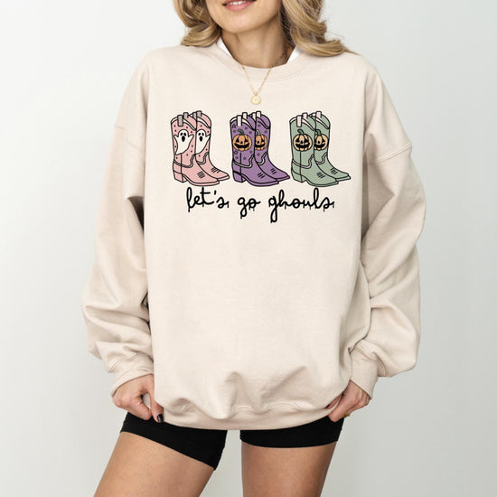 Let’s Go Ghouls Shirt, Cowgirl Halloween Sweatshirt or Tee, Cute Western Halloween Graphic Shirt, Spooky Season DTG Print