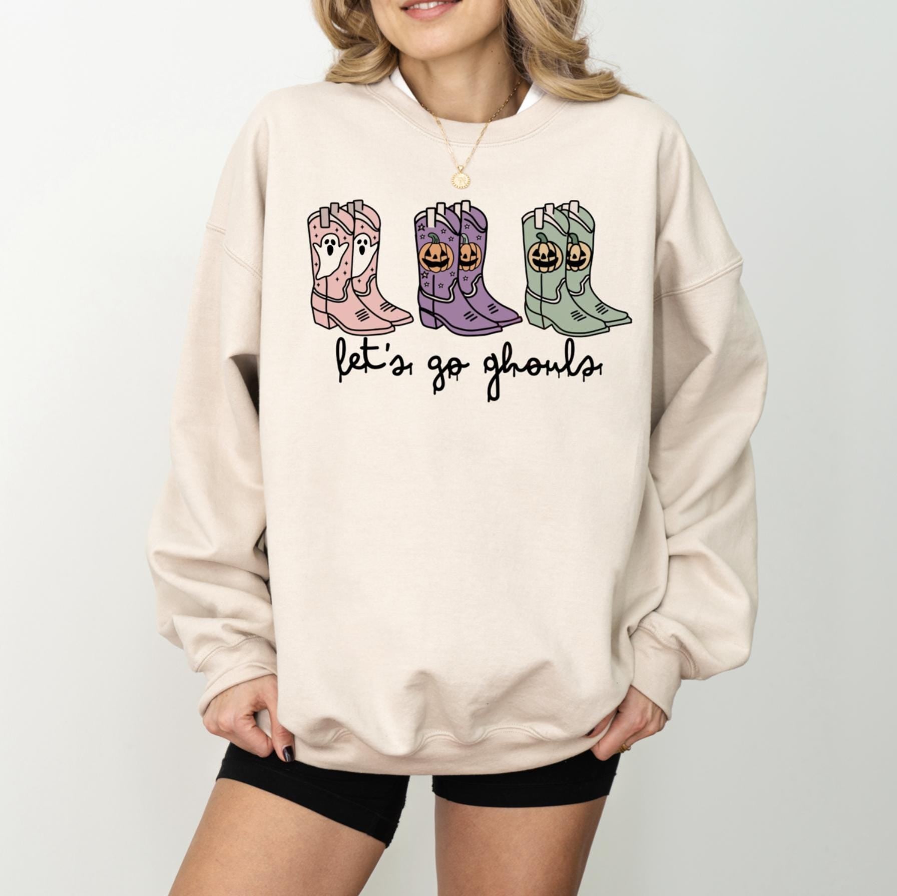 Let’s Go Ghouls Shirt, Cowgirl Halloween Sweatshirt or Tee, Cute Western Halloween Graphic Shirt, Spooky Season DTG Print