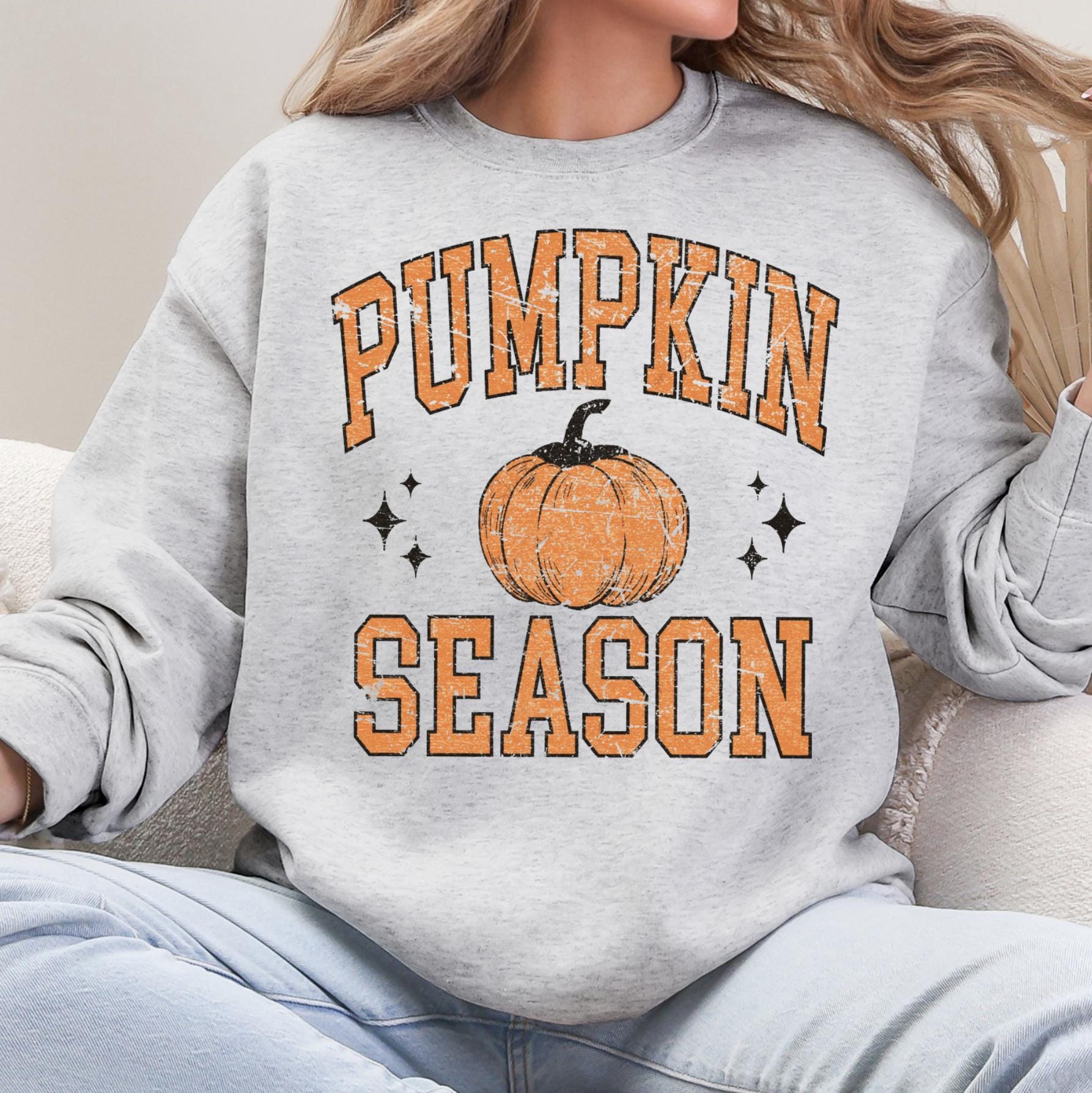 Pumpkin Season Shirt, Fall Sweatshirt or Tee, Cozy Autumn Graphic Shirt, DTG Printed Pumpkin Season Crewneck, Cute Fall Outfit