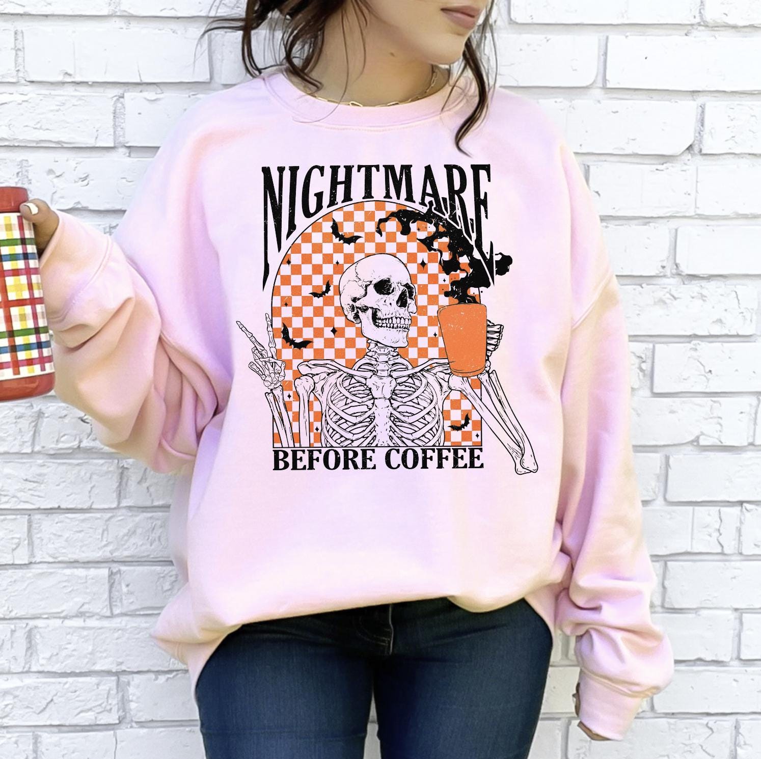 I’m a Nightmare Before Coffee Shirt, Funny Coffee Sweatshirt or Tee, Halloween Coffee Graphic Shirt, DTG Printed
