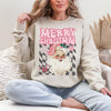Merry Christmas Pink Santa DTG Printed Sweatshirt or T-Shirt | Checkered Christmas Graphic Tee | Cute Holiday
