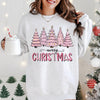 Pink Christmas Trees DTG Printed Sweatshirt or T-Shirt, Trendy Holiday Crewneck, Christmas Graphic Tee, Retro Holiday Pullover