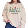 Merry Christmas Trees DTG Printed Shirt or Sweatshirt, Cute Holiday Crewneck, Christmas Graphic Tee, Cozy Xmas T-Shirt